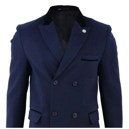 TruClothing Men's 3/4 Double Breasted Wool Overcoat Peaky Blinders