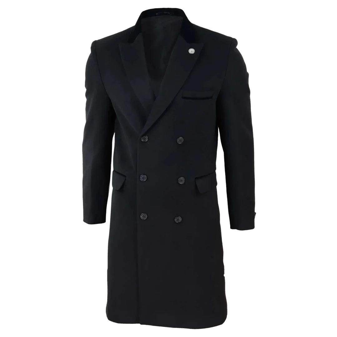 TruClothing Men's 3/4 Double Breasted Wool Overcoat Peaky Blinders