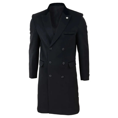 TruClothing Men's 3/4 Double Breasted Wool Overcoat Peaky Blinders