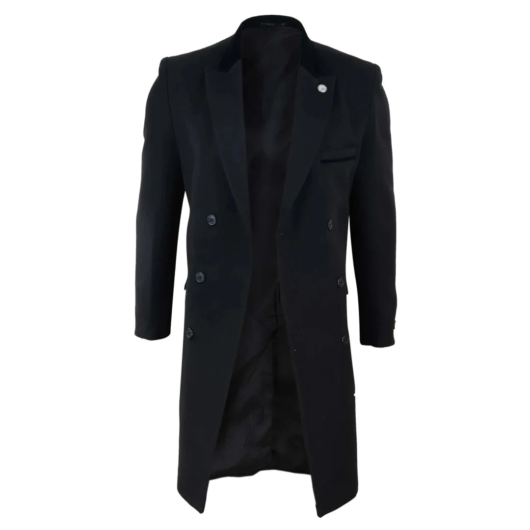 TruClothing Men's 3/4 Double Breasted Wool Overcoat Peaky Blinders