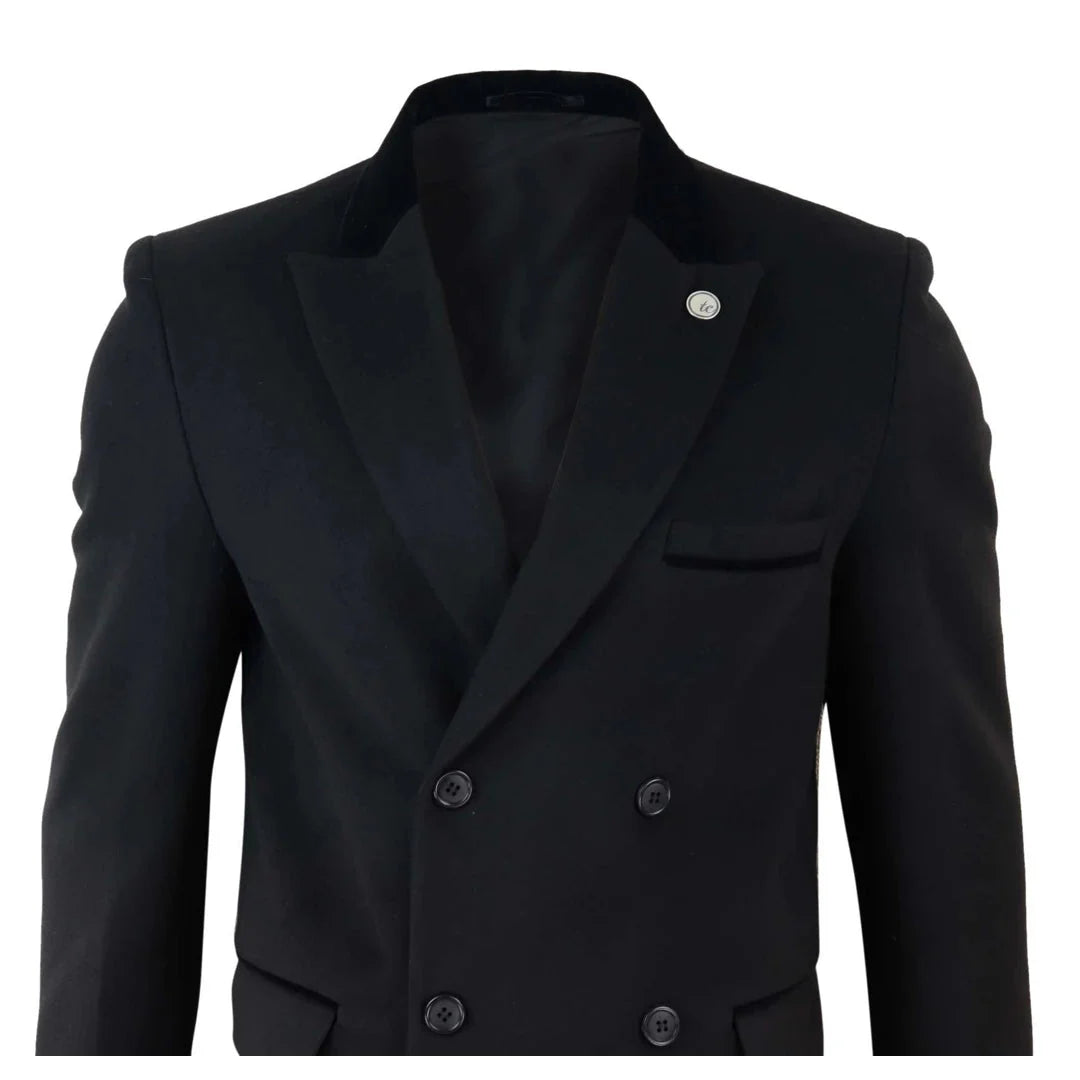 TruClothing Men's 3/4 Double Breasted Wool Overcoat Peaky Blinders
