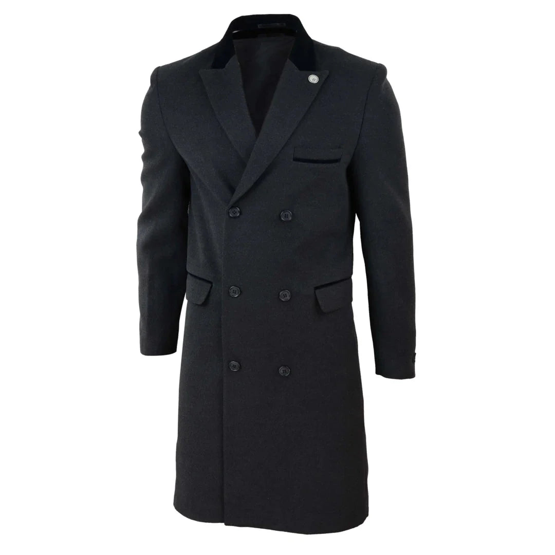 TruClothing Men's 3/4 Double Breasted Wool Overcoat Peaky Blinders