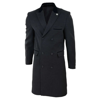 TruClothing Men's 3/4 Double Breasted Wool Overcoat Peaky Blinders
