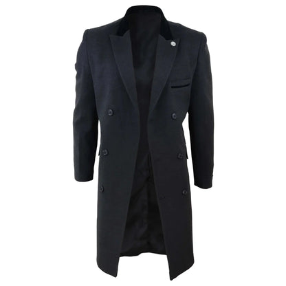 TruClothing Men's 3/4 Double Breasted Wool Overcoat Peaky Blinders