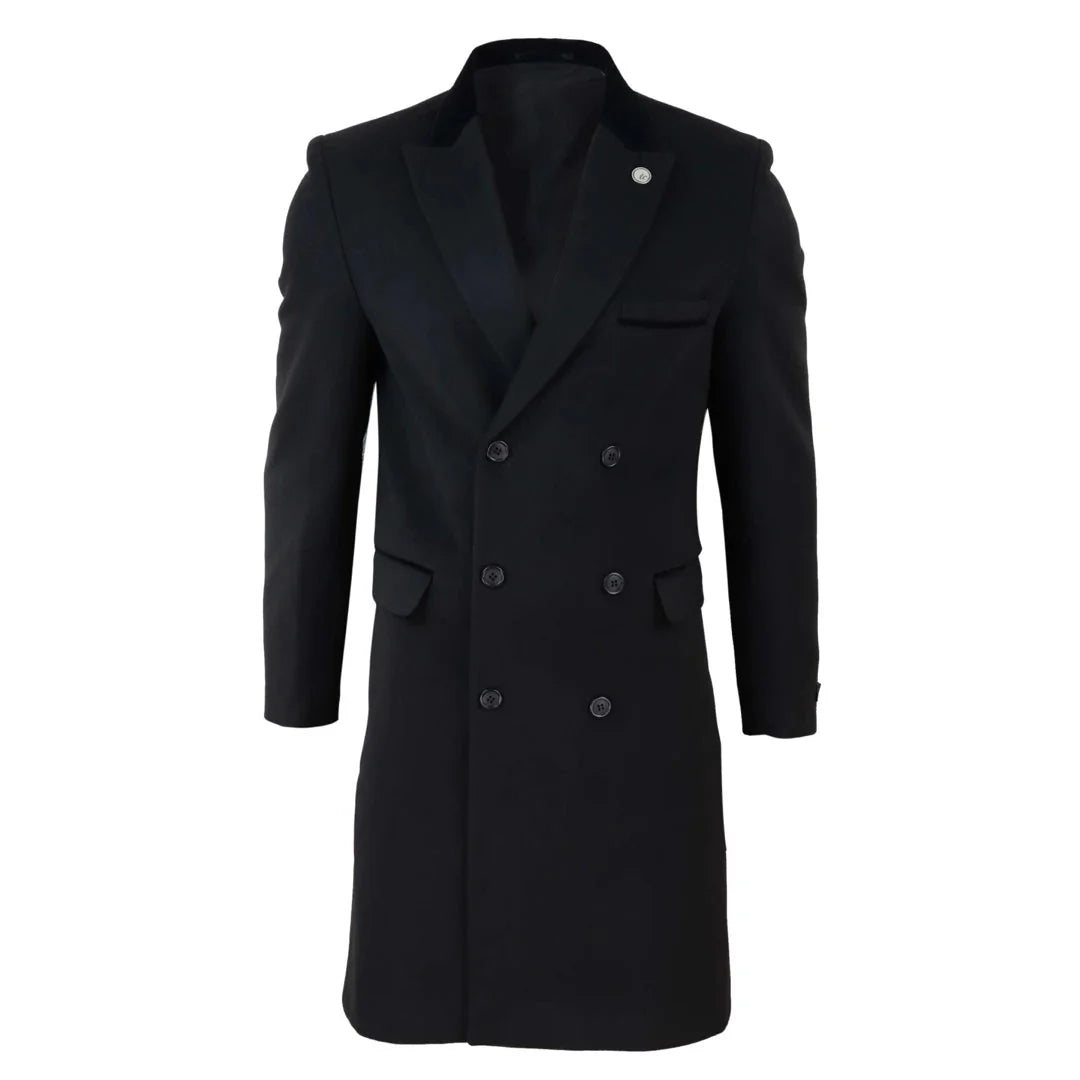 TruClothing Men's 3/4 Double Breasted Wool Overcoat Peaky Blinders