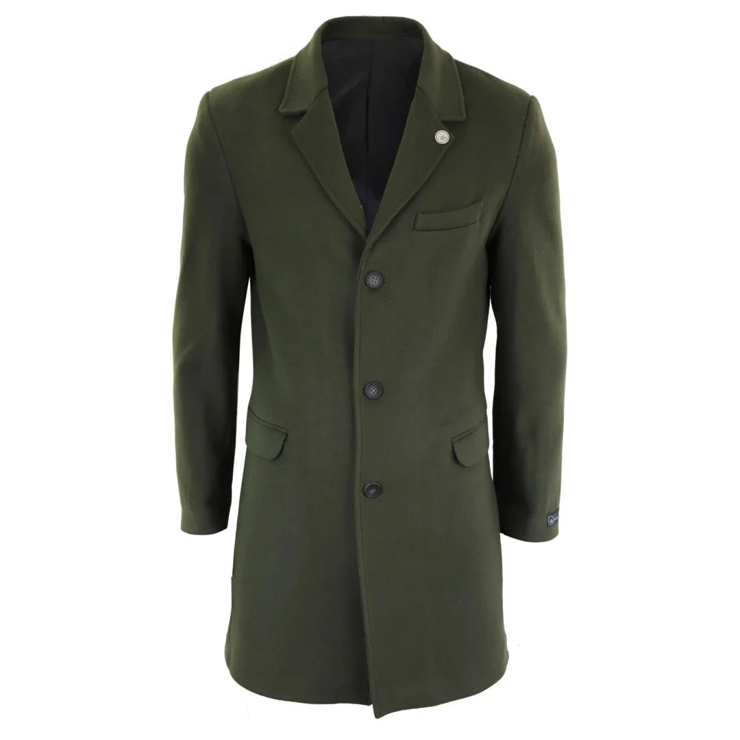 TruClothing Men's Classic Long Wool Overcoat