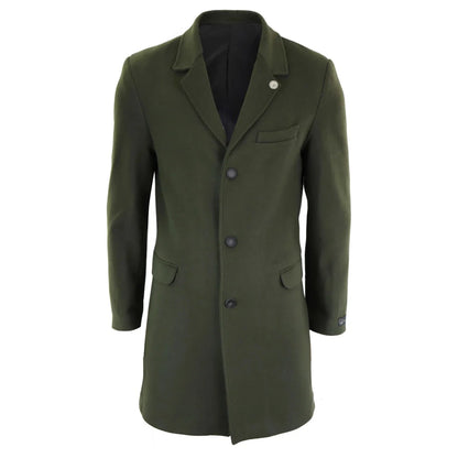 TruClothing Men's Classic Long Wool Overcoat