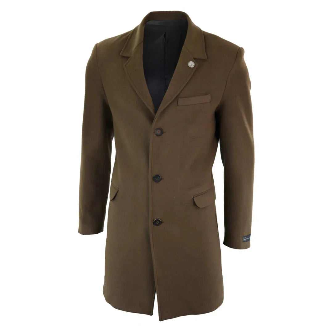 TruClothing Men's Classic Long Wool Overcoat