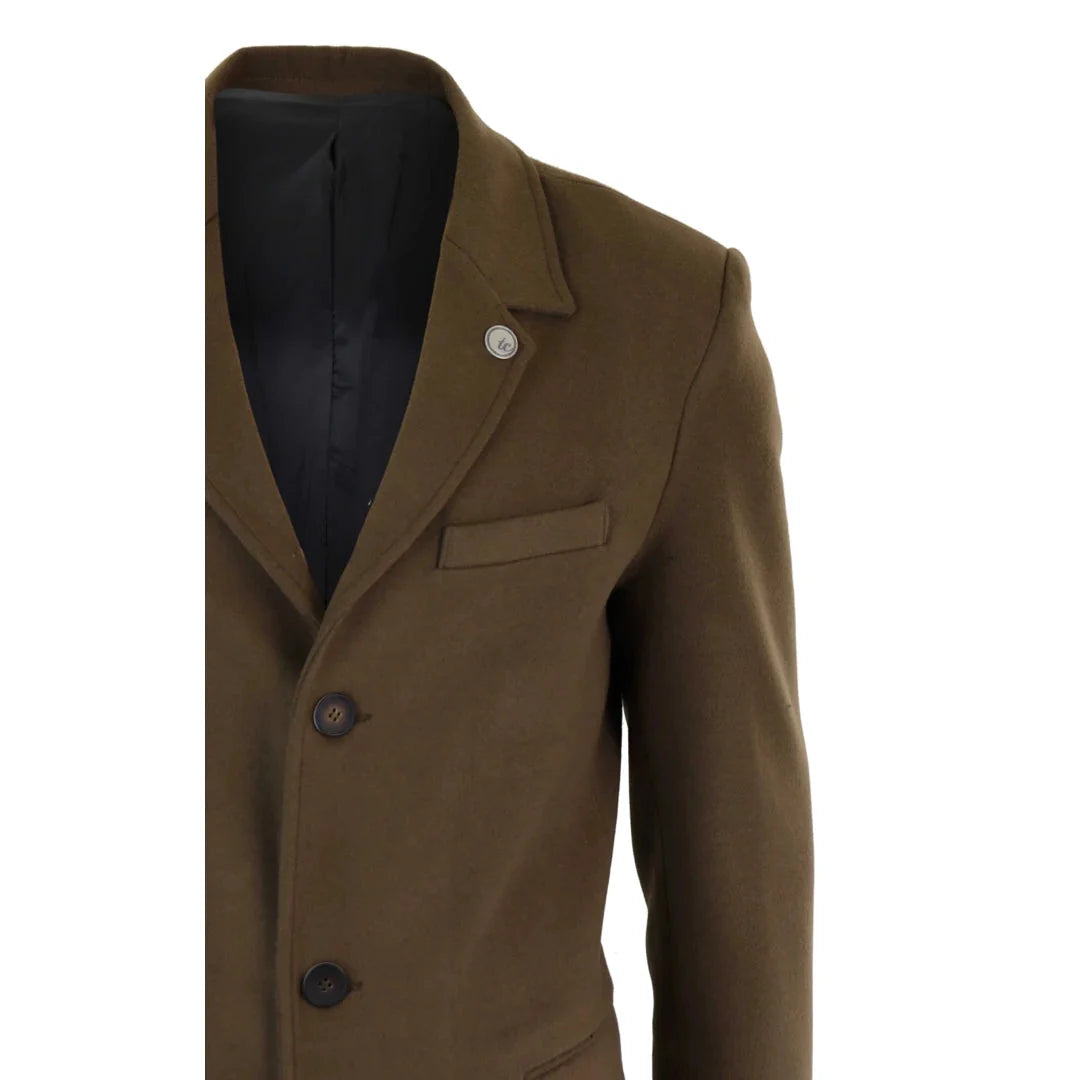 TruClothing Men's Classic Long Wool Overcoat