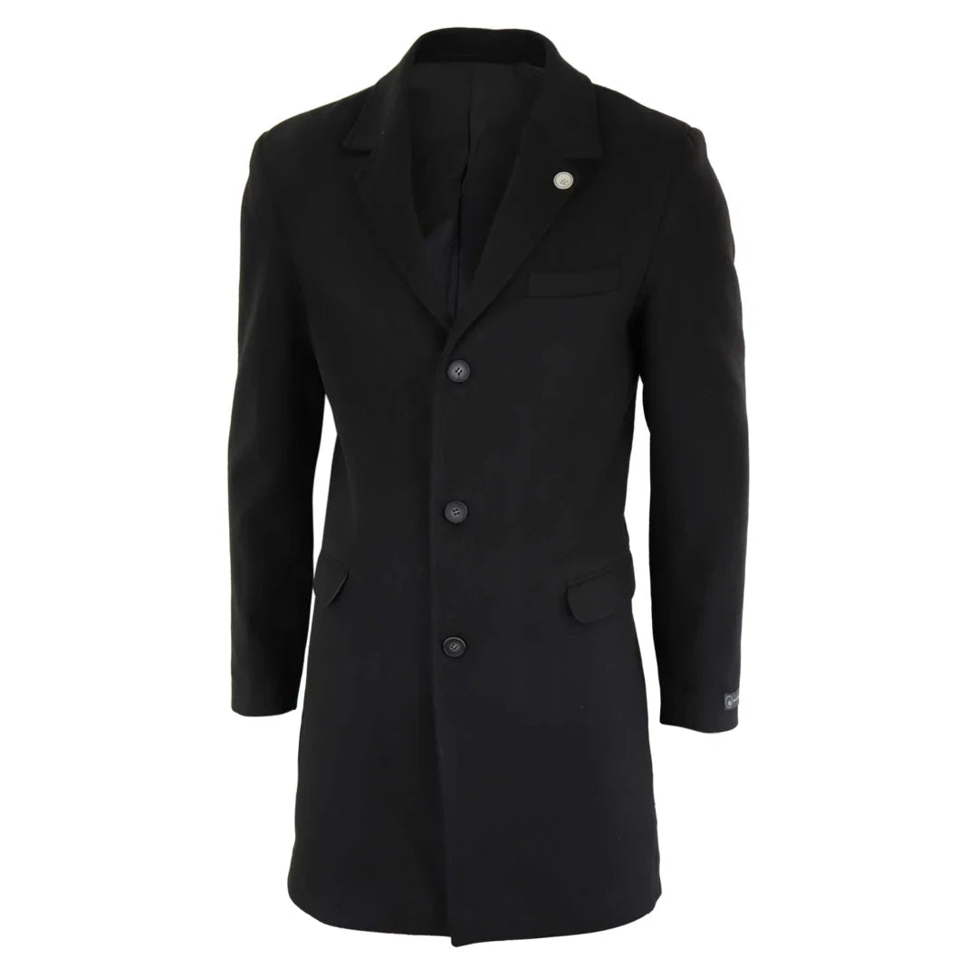 TruClothing Men's Classic Long Wool Overcoat