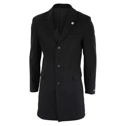 TruClothing Men's Classic Long Wool Overcoat