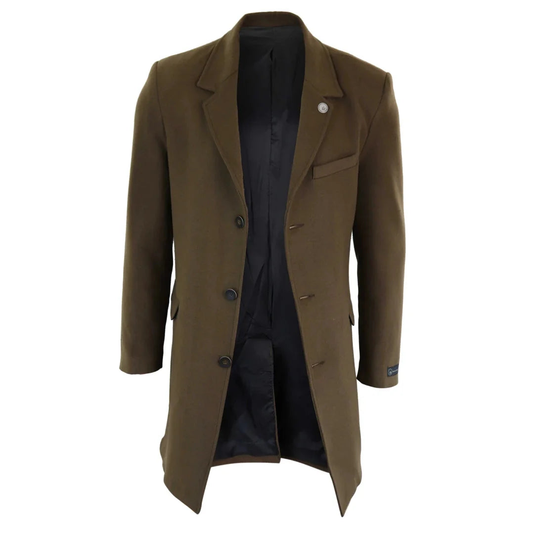 TruClothing Men's Classic Long Wool Overcoat