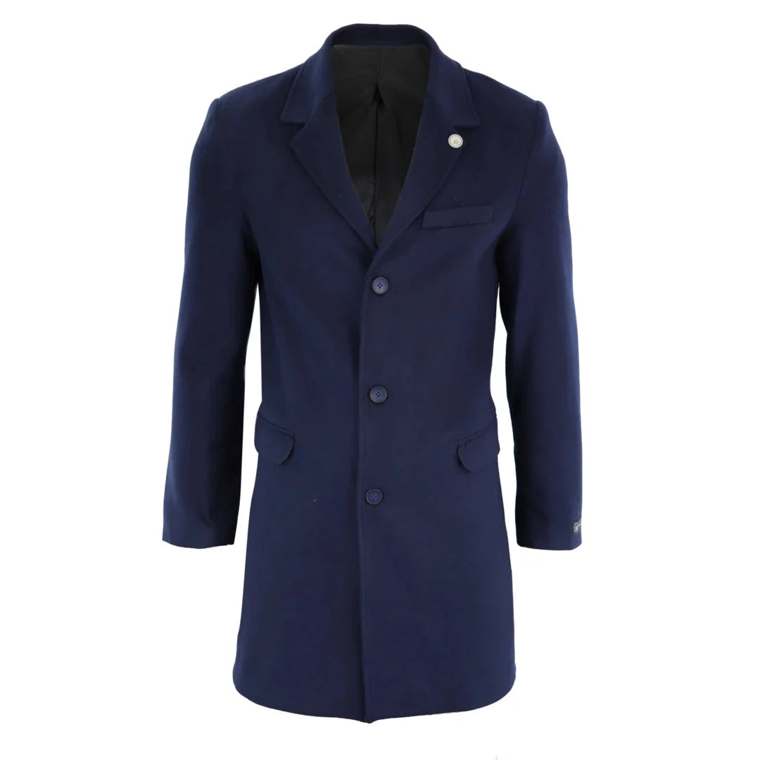 TruClothing Men's Classic Long Wool Overcoat