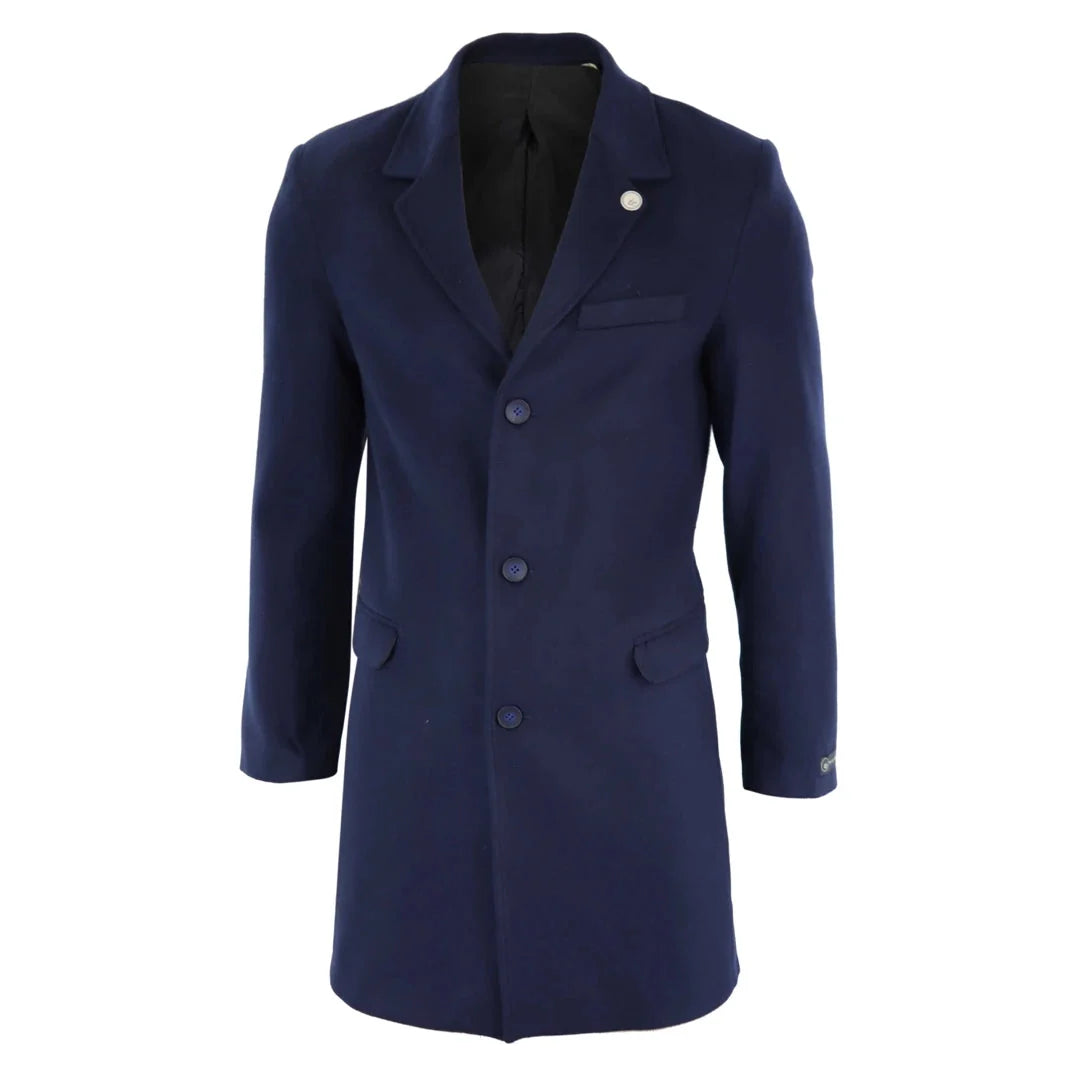 TruClothing Men's Classic Long Wool Overcoat