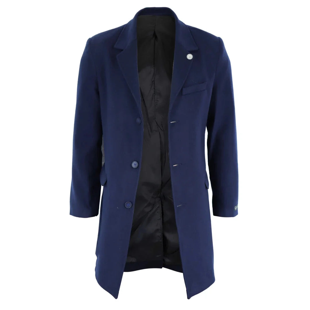 TruClothing Men's Classic Long Wool Overcoat