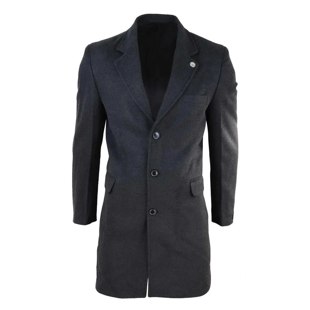 TruClothing Men's Classic Long Wool Overcoat