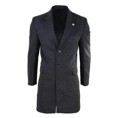 TruClothing Men's Classic Long Wool Overcoat