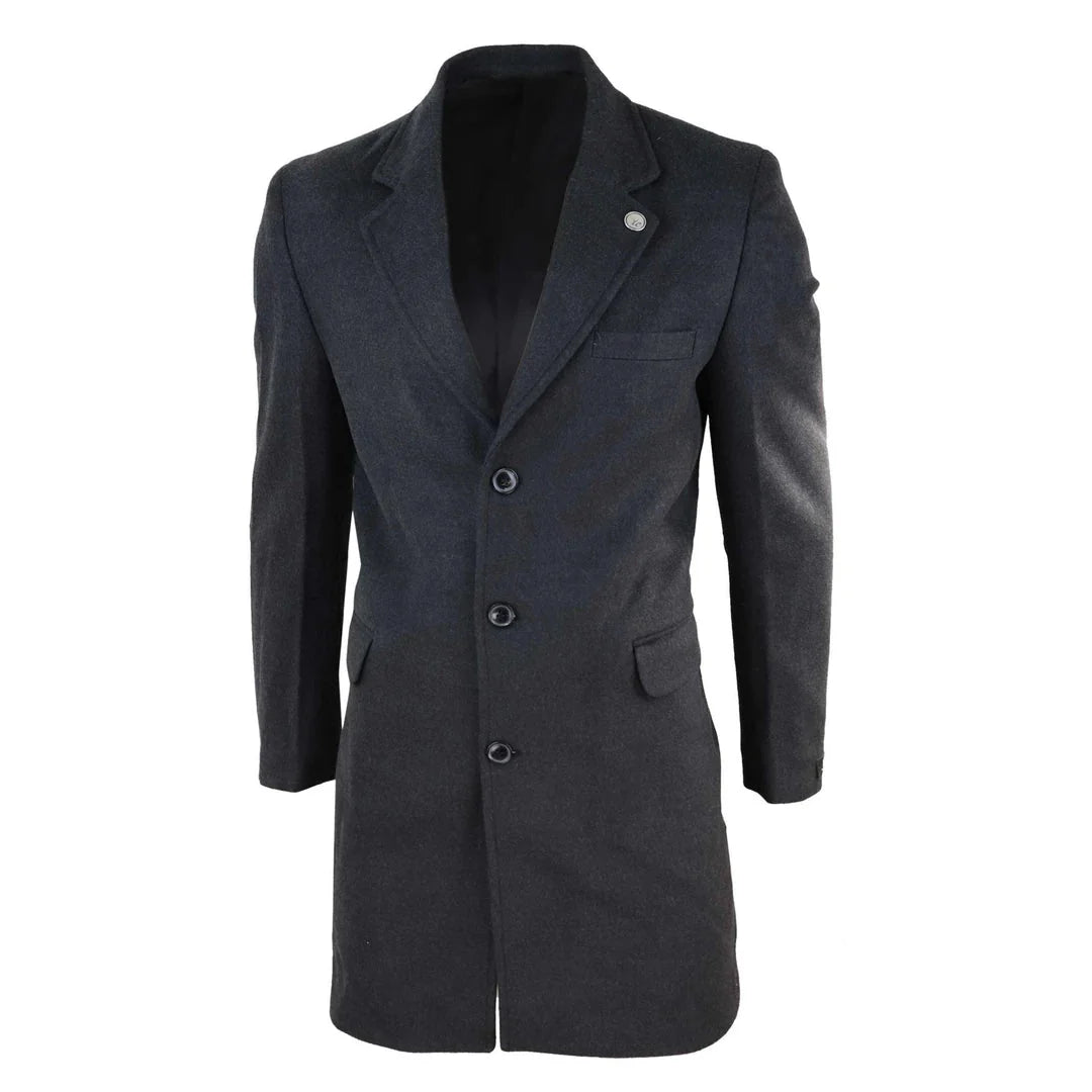 TruClothing Men's Classic Long Wool Overcoat