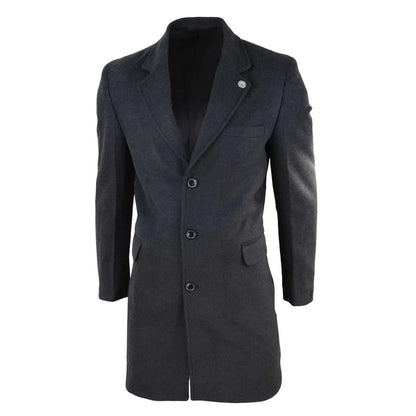 TruClothing Men's Classic Long Wool Overcoat