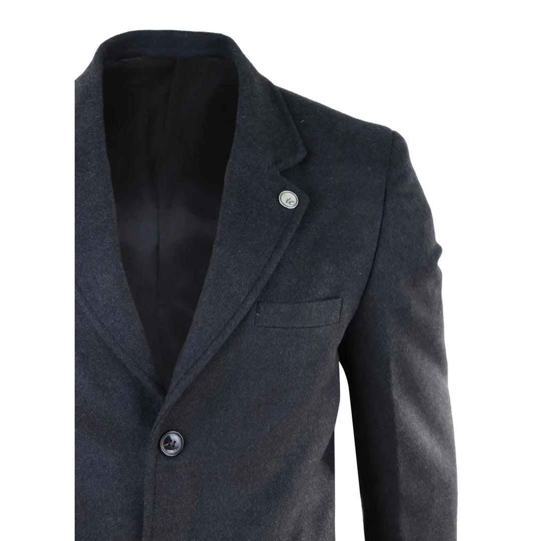 TruClothing Men's Classic Long Wool Overcoat