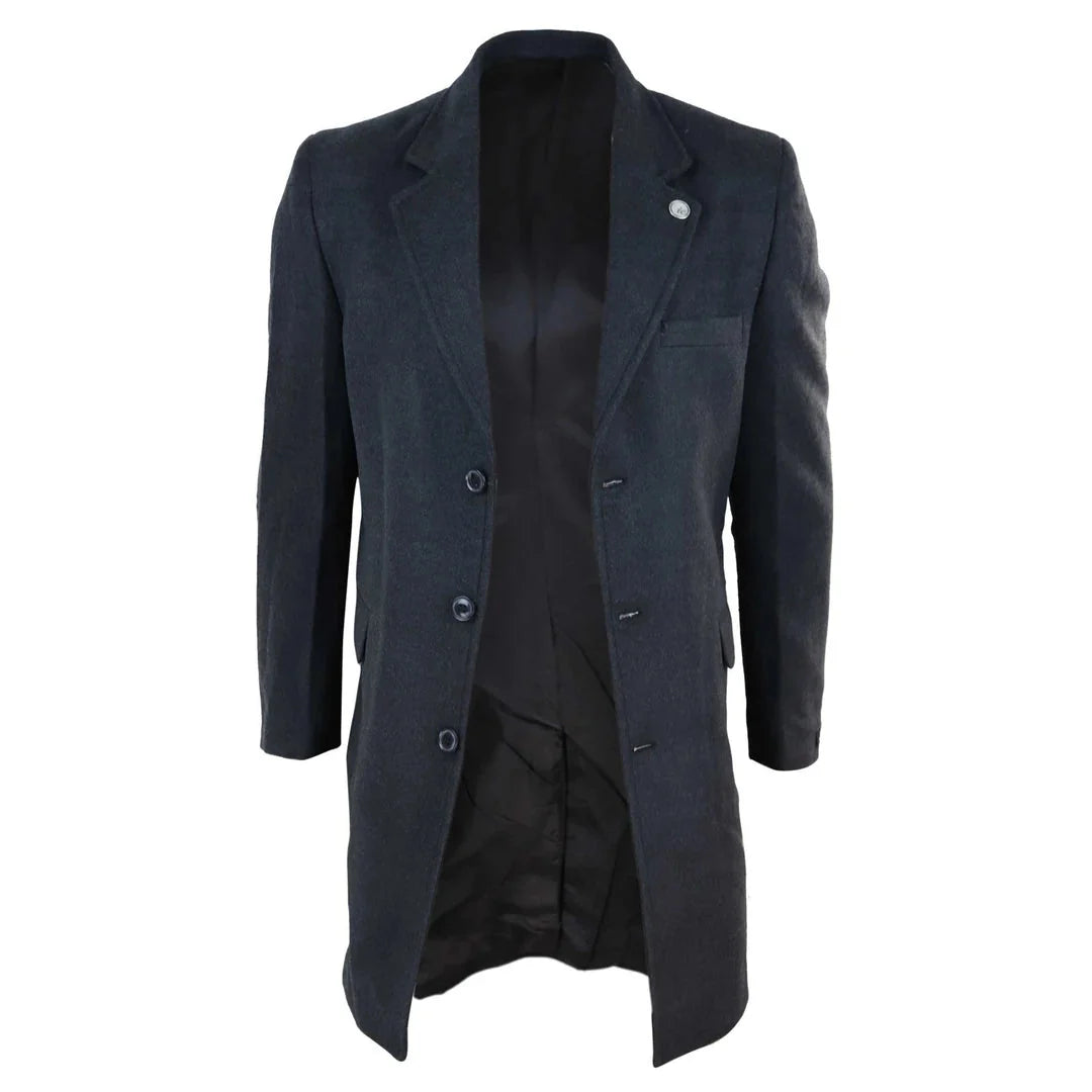TruClothing Men's Classic Long Wool Overcoat