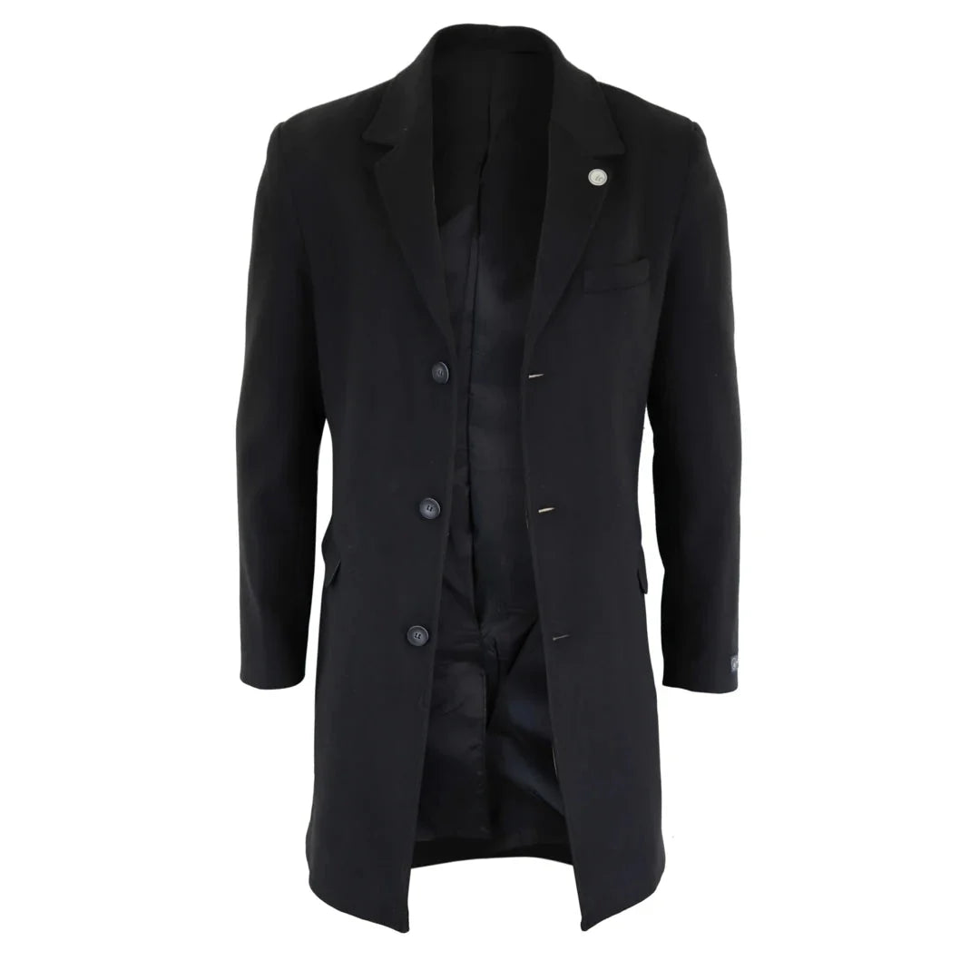 TruClothing Men's Classic Long Wool Overcoat