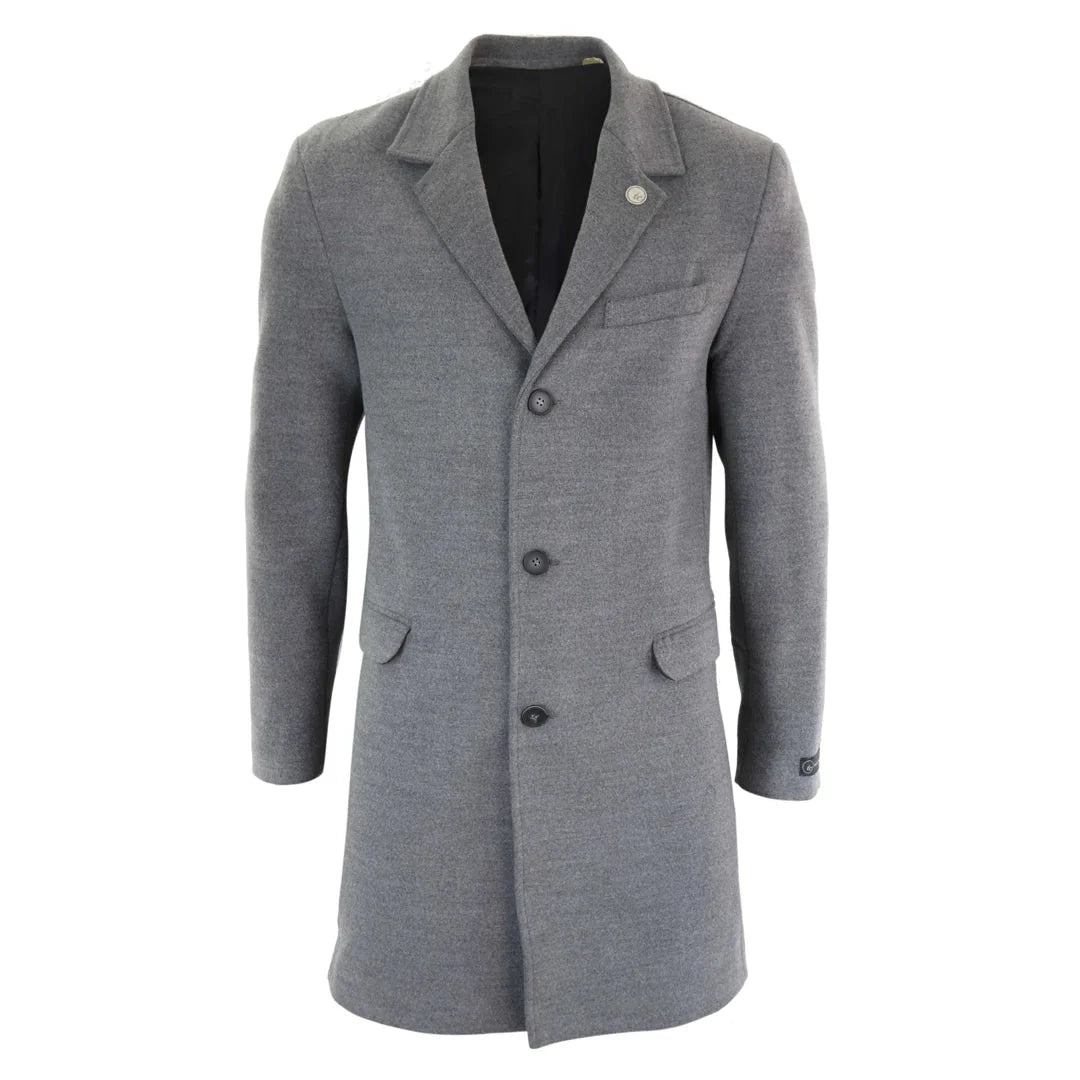 TruClothing Men's Classic Long Wool Overcoat