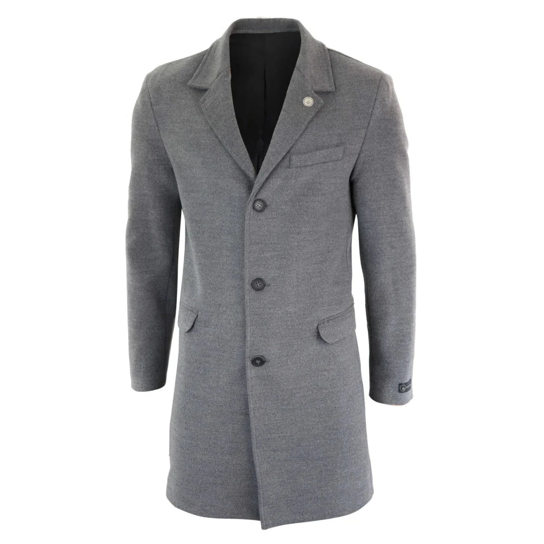 TruClothing Men's Classic Long Wool Overcoat