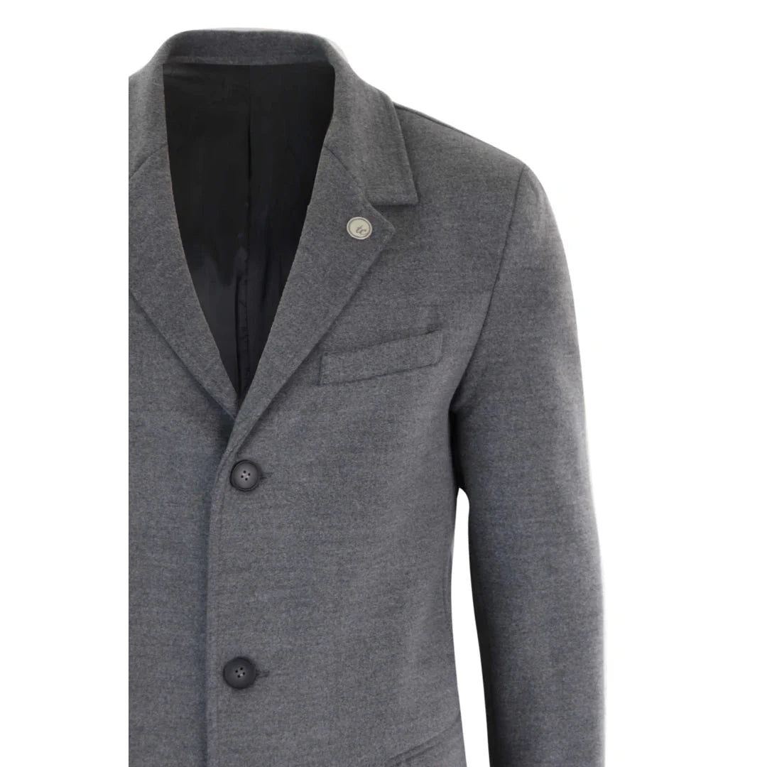TruClothing Men's Classic Long Wool Overcoat