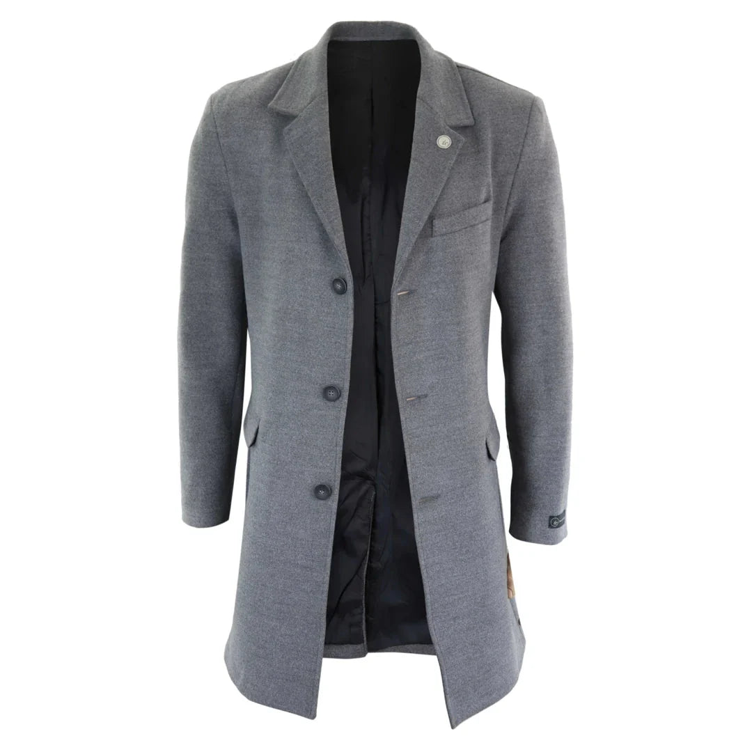 TruClothing Men's Classic Long Wool Overcoat