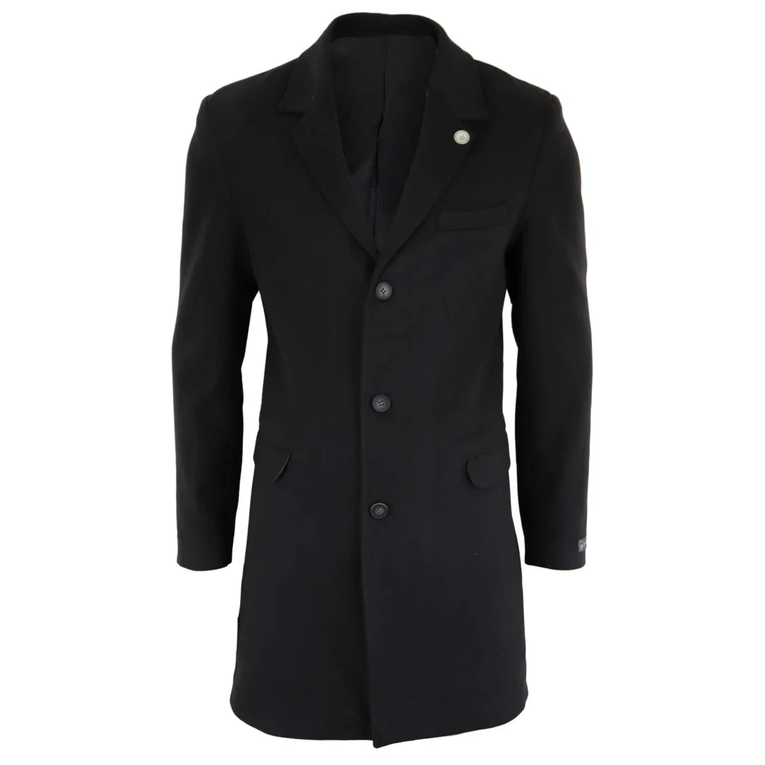 TruClothing Men's Classic Long Wool Overcoat