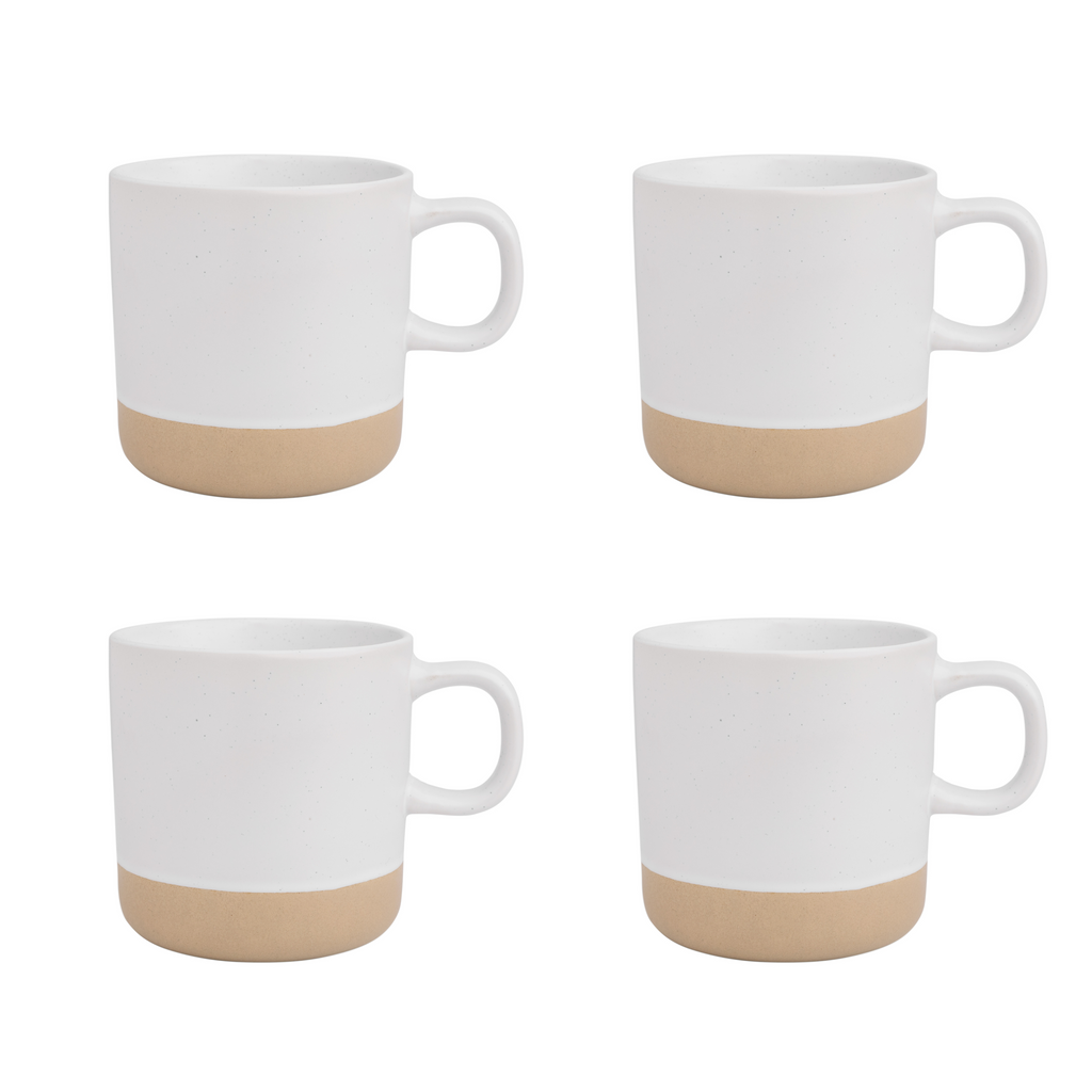 Ceramic Coffee Mug White Speckled Stoneware 355ml 4-Pack
