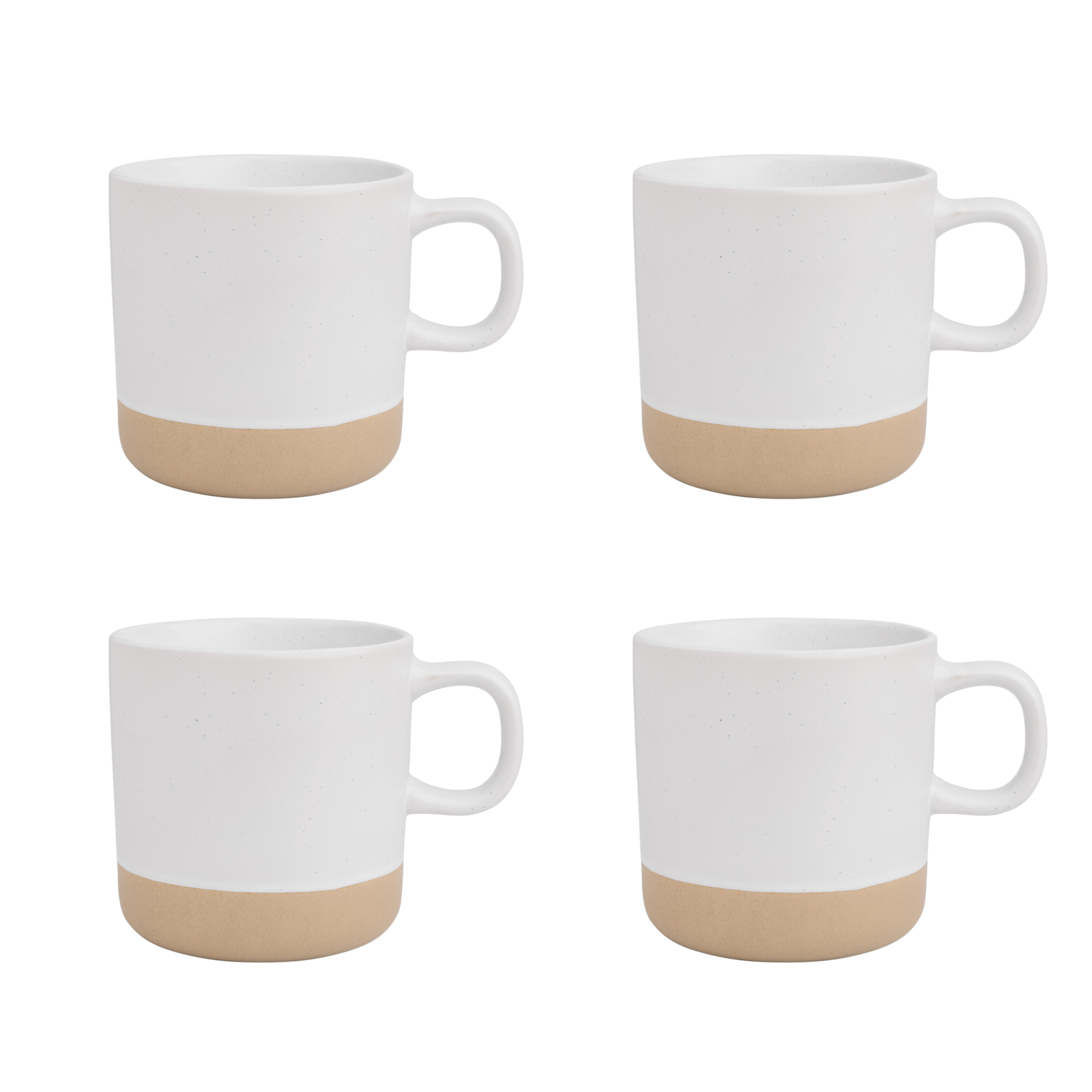 Ceramic Coffee Mug White Speckled Stoneware 355ml 4-Pack