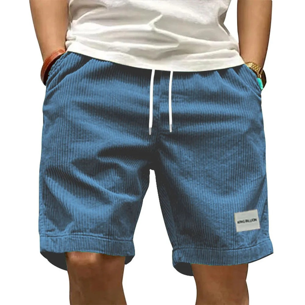 Men's Summer Fashion Retro Corduroy Casual Solid Color Shorts Sports