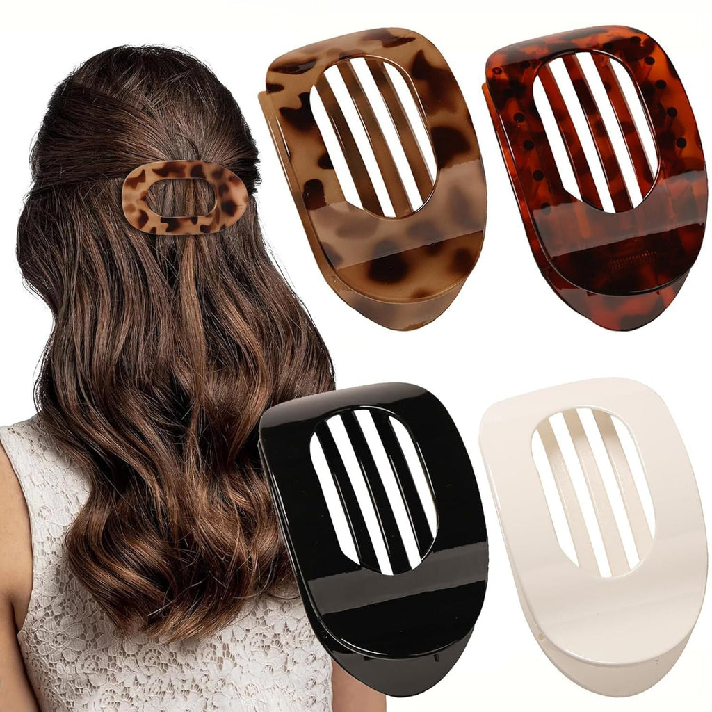 Flat Oval Barrettes Back Head Updo Hair Claw
