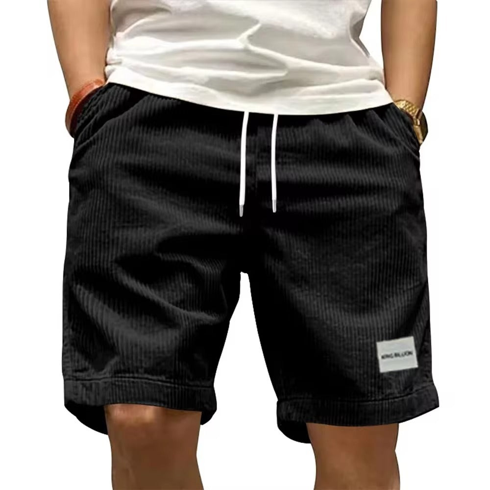 Men's Summer Fashion Retro Corduroy Casual Solid Color Shorts Sports