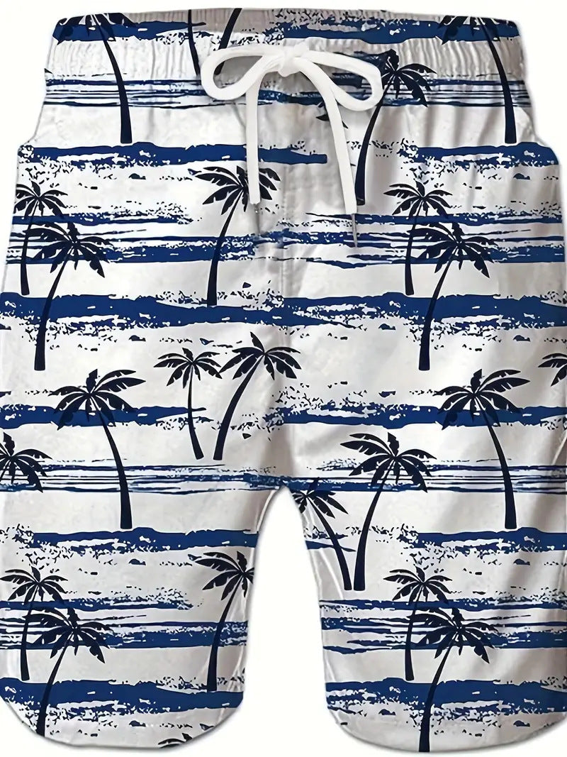Men's Fashion Beach Coconut Tree Pattern Printed Shorts
