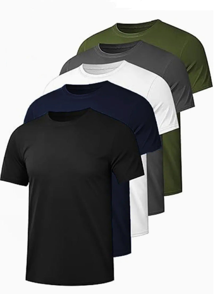 European and American cross-border 2024 summer 5-piece men's solid color digital 3D printed tops short-sleeved casual and comfortable T-shirts round neck