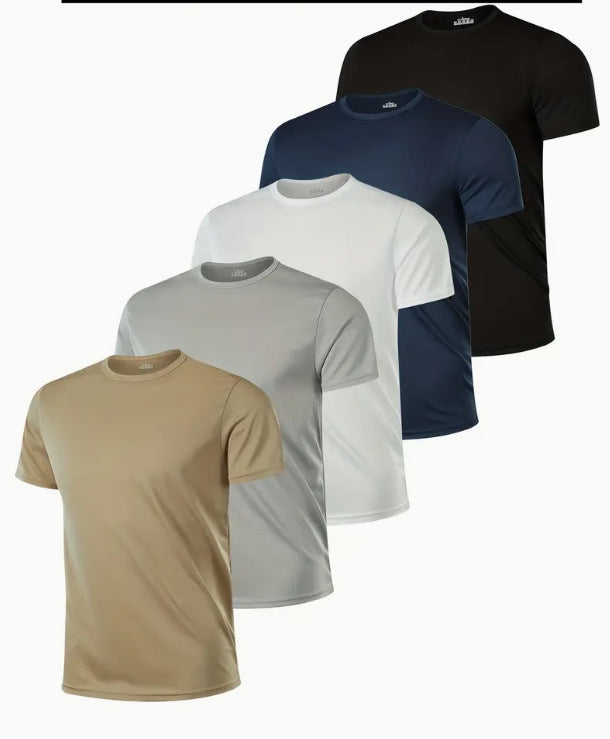 European and American cross-border 2024 summer 5-piece men's solid color digital 3D printed tops short-sleeved casual and comfortable T-shirts round neck