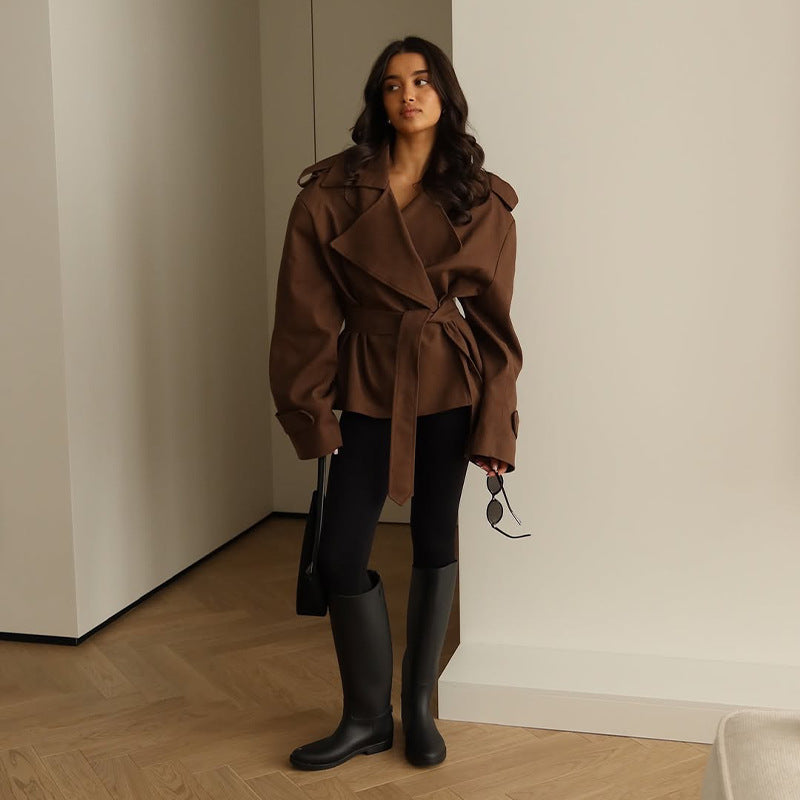 Fashion Waist-Controlled Long-Sleeved Coat