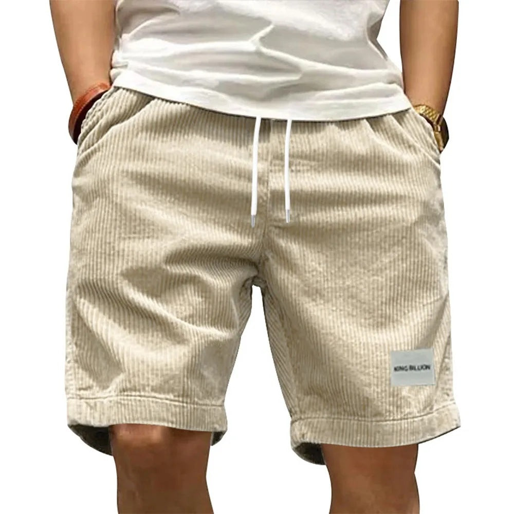 Men's Summer Fashion Retro Corduroy Casual Solid Color Shorts Sports