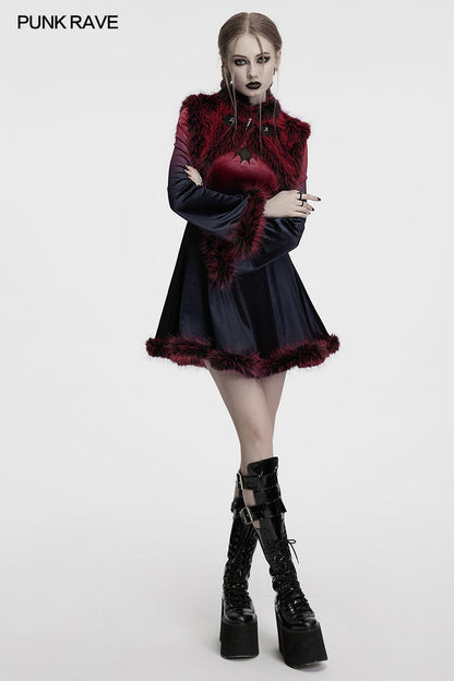 Punk Rave Lilith Gradient Devil Fur Shawl in Crimson