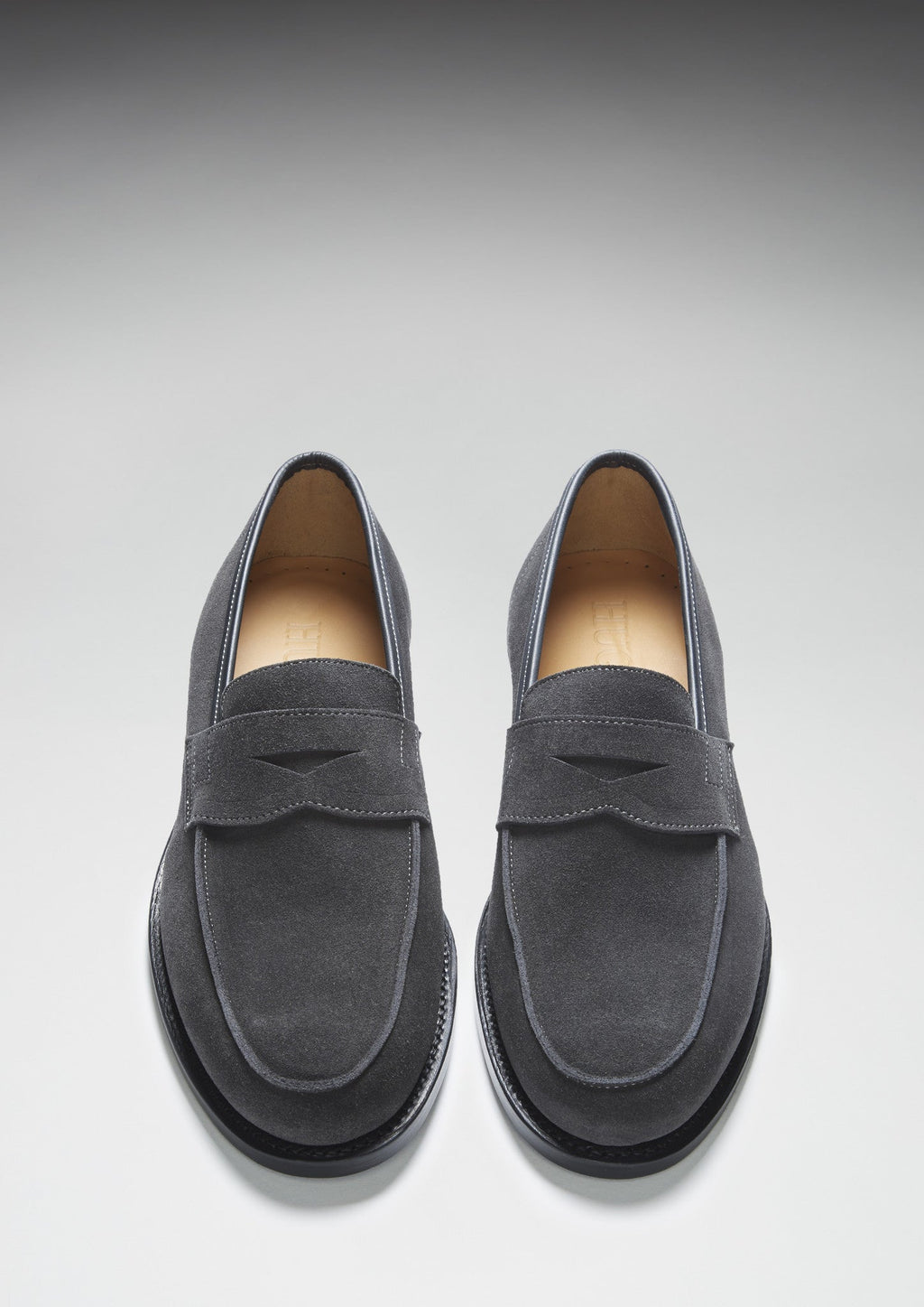 Slate Grey Suede Loafers, Welted Leather Sole