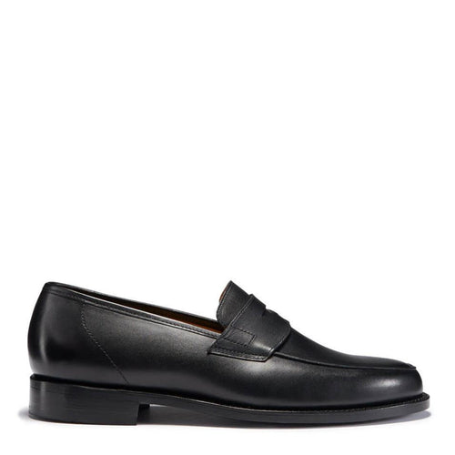 Mens Black Leather Loafers, Welted Leather Sole - QHA UK