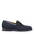 Mens Navy Blue Suede Loafers, Welted Leather Sole - QHA UK