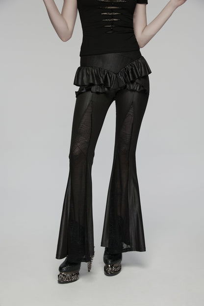 Punk Rave Bellatrix Goth Leggings Flares - Spiderweb Panel Alt Flared Trousers