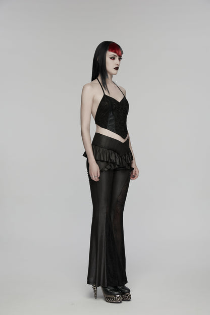 Punk Rave Bellatrix Goth Leggings Flares - Spiderweb Panel Alt Flared Trousers