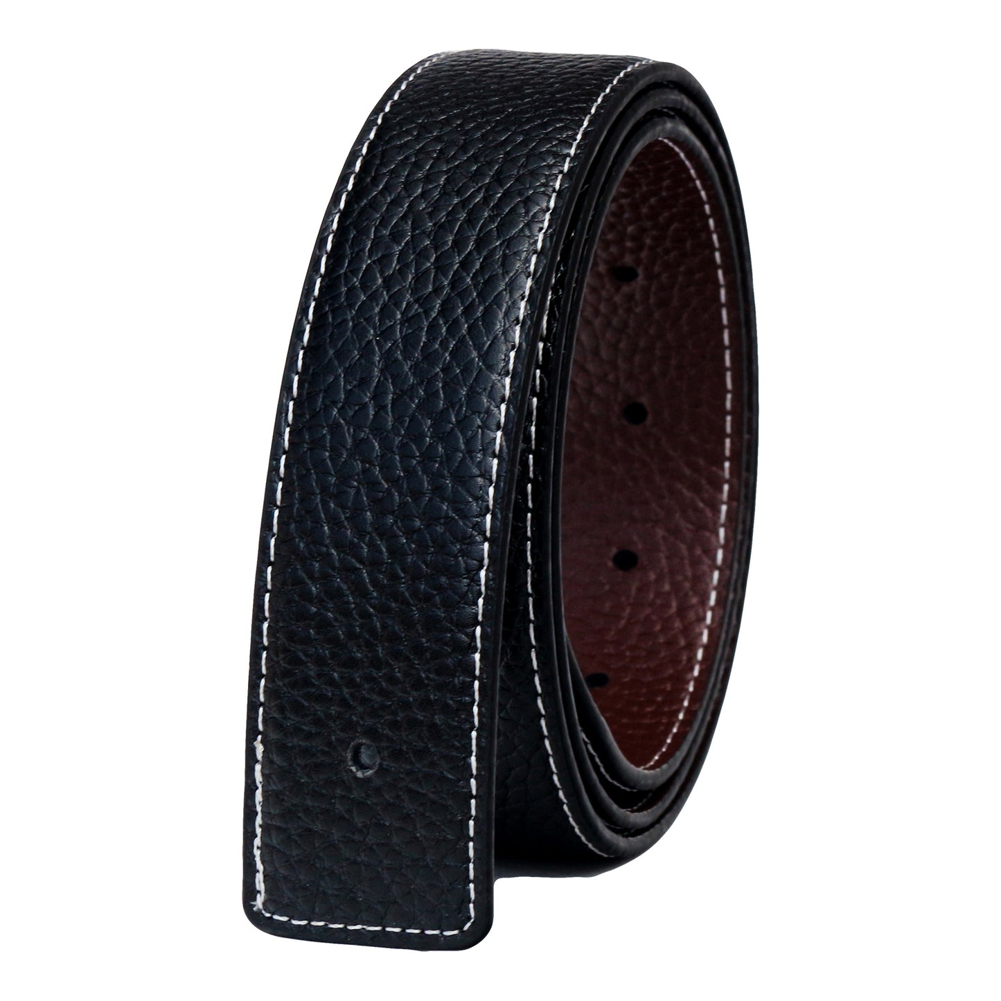 QHA Unisex Reversible Leather Belt Strap – Black & Brown, Pebbled, 34mm Q11