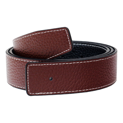 QHA Unisex Reversible Leather Belt Strap – Black & Brown, Pebbled, 34mm Q11