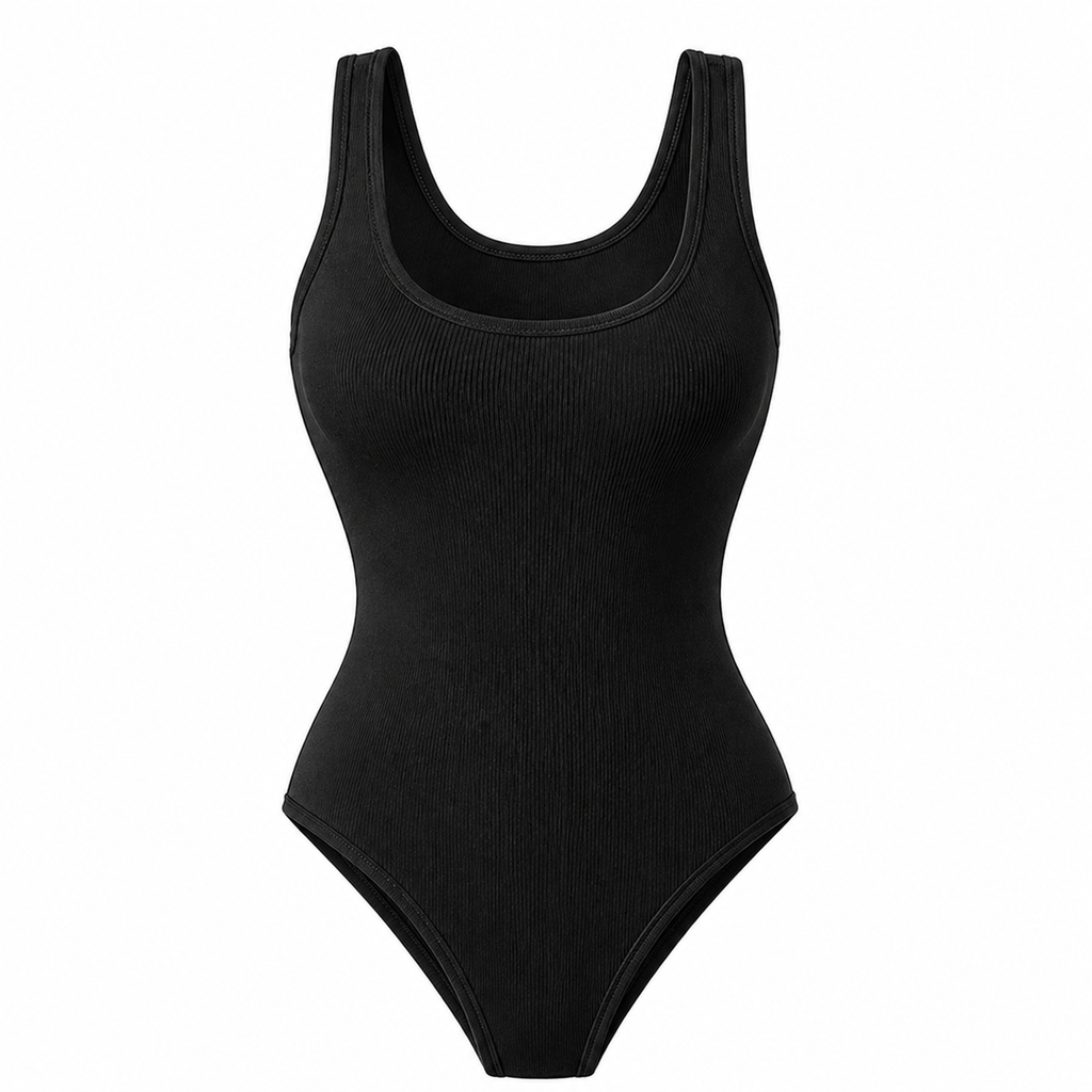 Womens Ribbed Bodysuit Sleeveless Stretch Bodycon Summer Vest Top - QHA UK